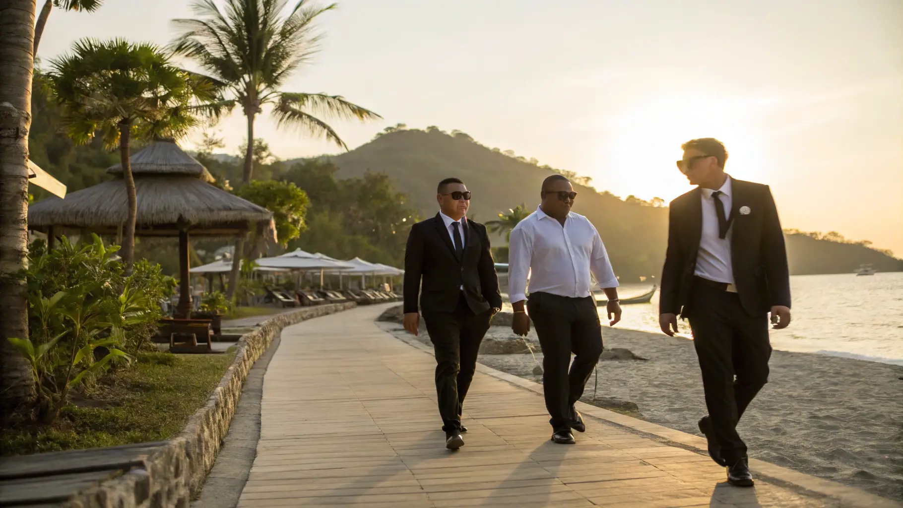 Two bodyguards escorting VIP client through Labuan Bajo | Labuan Bajo Bodyguard